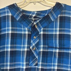 KING SIZE L/XL Tall blue plaid nightshirt EUC